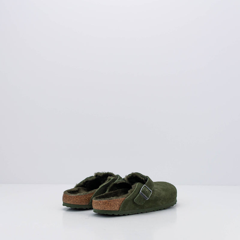 BIRKENSTOCK CLOG BOSTON SHEARLING SUEDE LEATHER THYME 1025667 