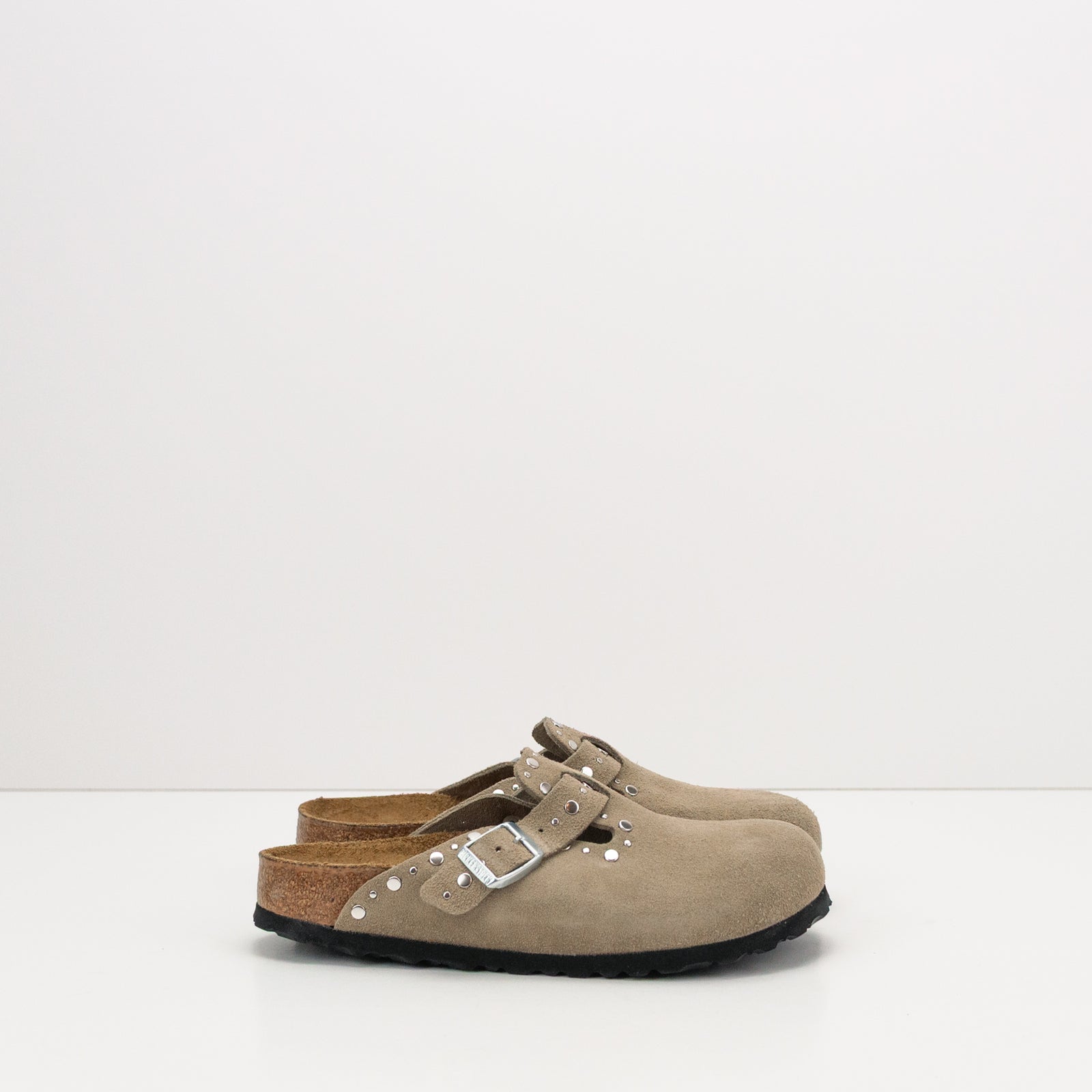 BIRKENSTOCK BOSTON RIVET SUEDE LEATHER TAUPE 1030418 ZUECOS