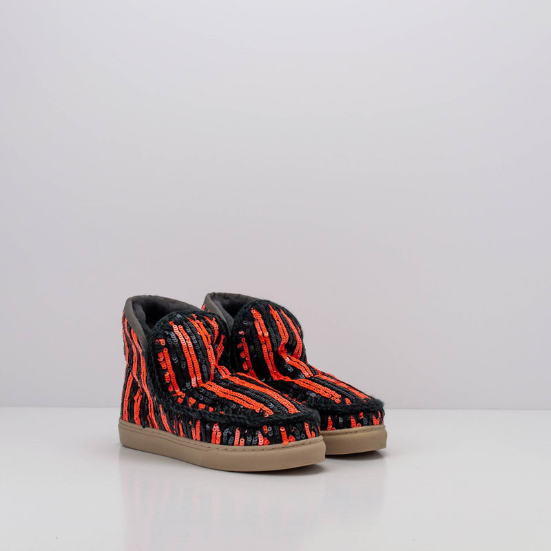 MOU BOOTS ESKIMO SNEAKER STRIPY SEQUINS ORANGE #3