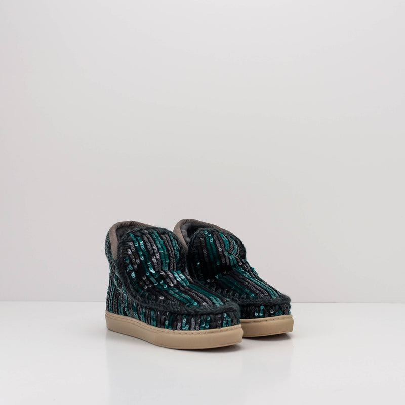 MOU BOOTS ESKIMO SNEAKER STRIPY SEQUINS PEACOCK - Main Image
