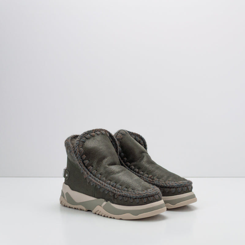 BOTA - MOU - ESKIMO TRAINER LOGO RHINESTONE DUST METALLIC BLACK OLIVE
