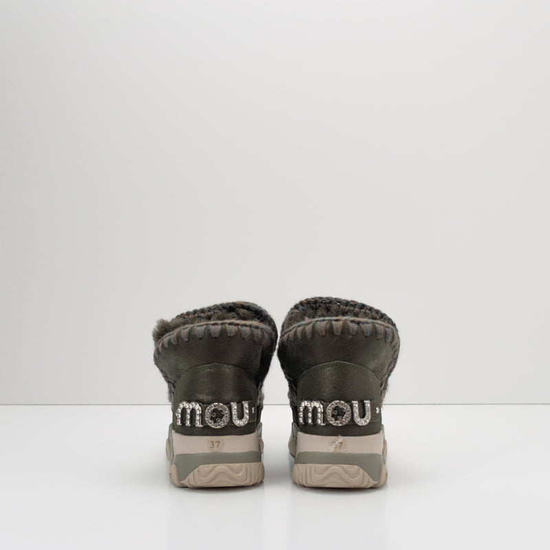 BOTA - MOU - ESKIMO TRAINER LOGO RHINESTONE DUST METALLIC BLACK OLIVE