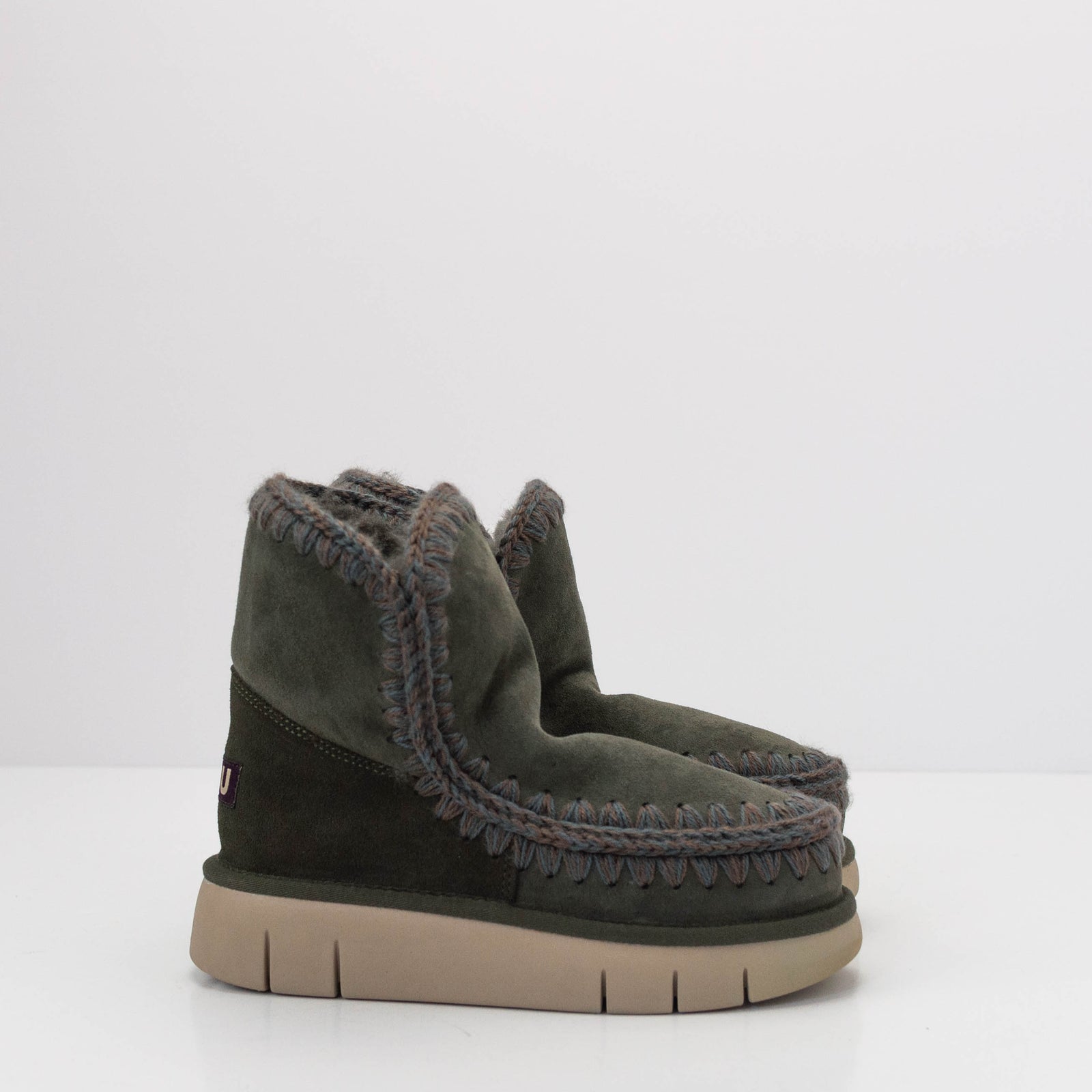 MOU ESKIMO 18 BOUNCE BLACK OLIVE OLIVE HAIR BOOT | MOKSIN