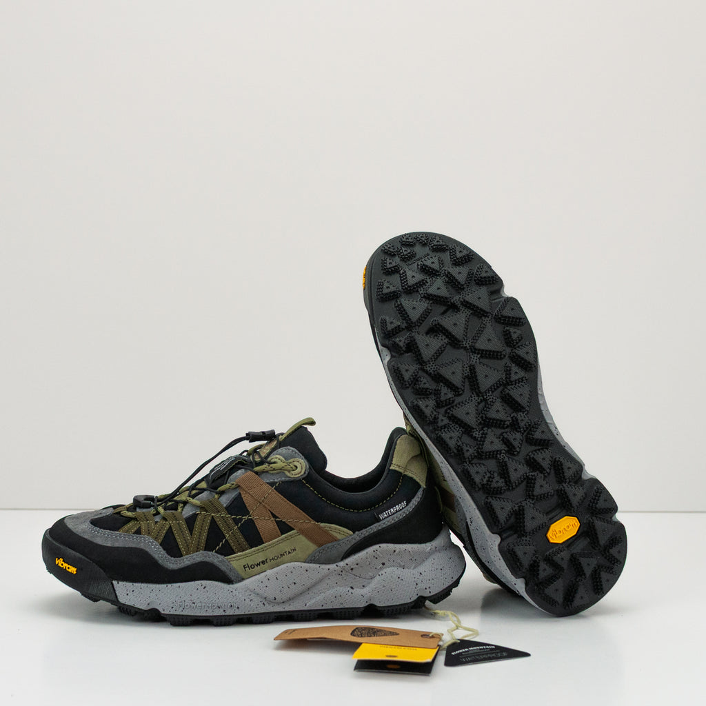 Zapatilla Flower Mountain Iwano 2 Waterproof Anthracite Dark Grey Olive hombre — suede nylon reflectante 3M impermeable — Moksín
