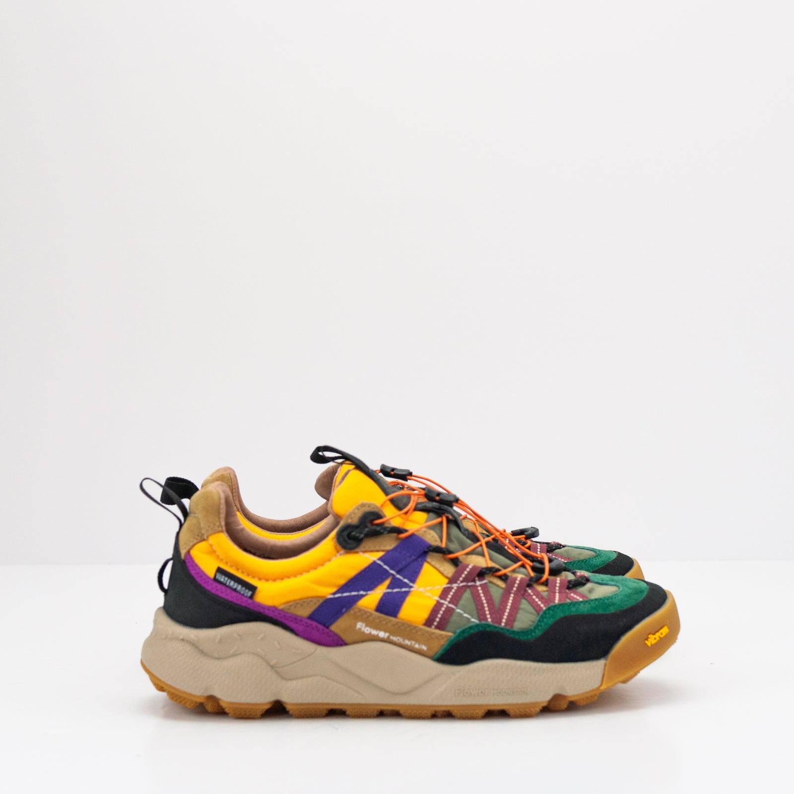 FLOWER MOUNTAIN IWANO 2 UNI SUEDE NYLON BLACK COGNAC YELLOW