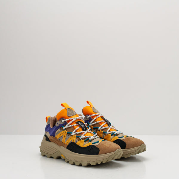 FLOWER MOUNTAIN - SNEAKER - IWANO UNI SUEDE NYLON BROWN ORANGE AZURE