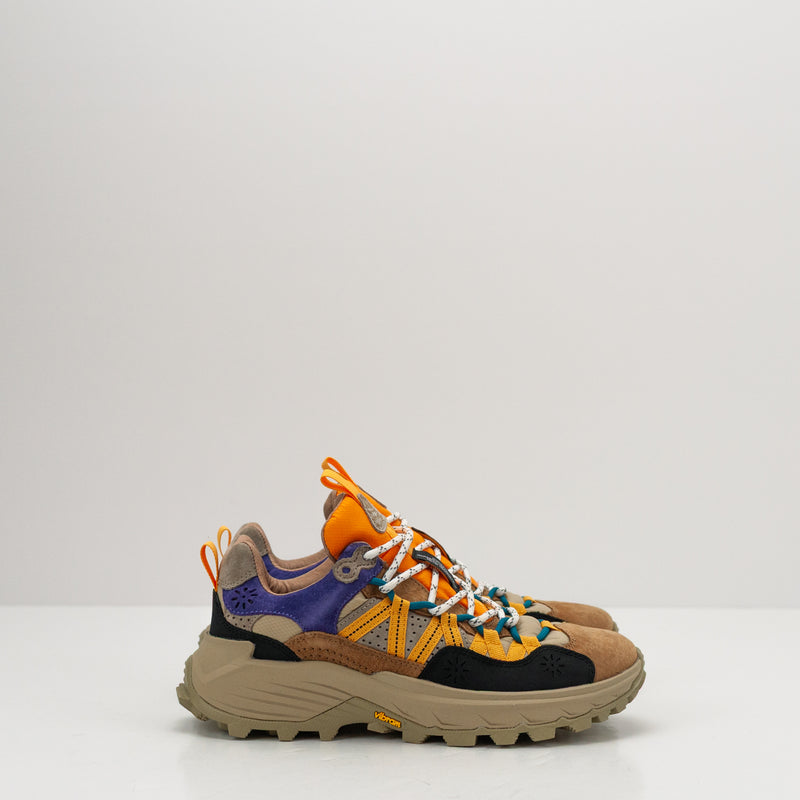 FLOWER MOUNTAIN - SNEAKER - IWANO UNI SUEDE NYLON BROWN ORANGE AZURE