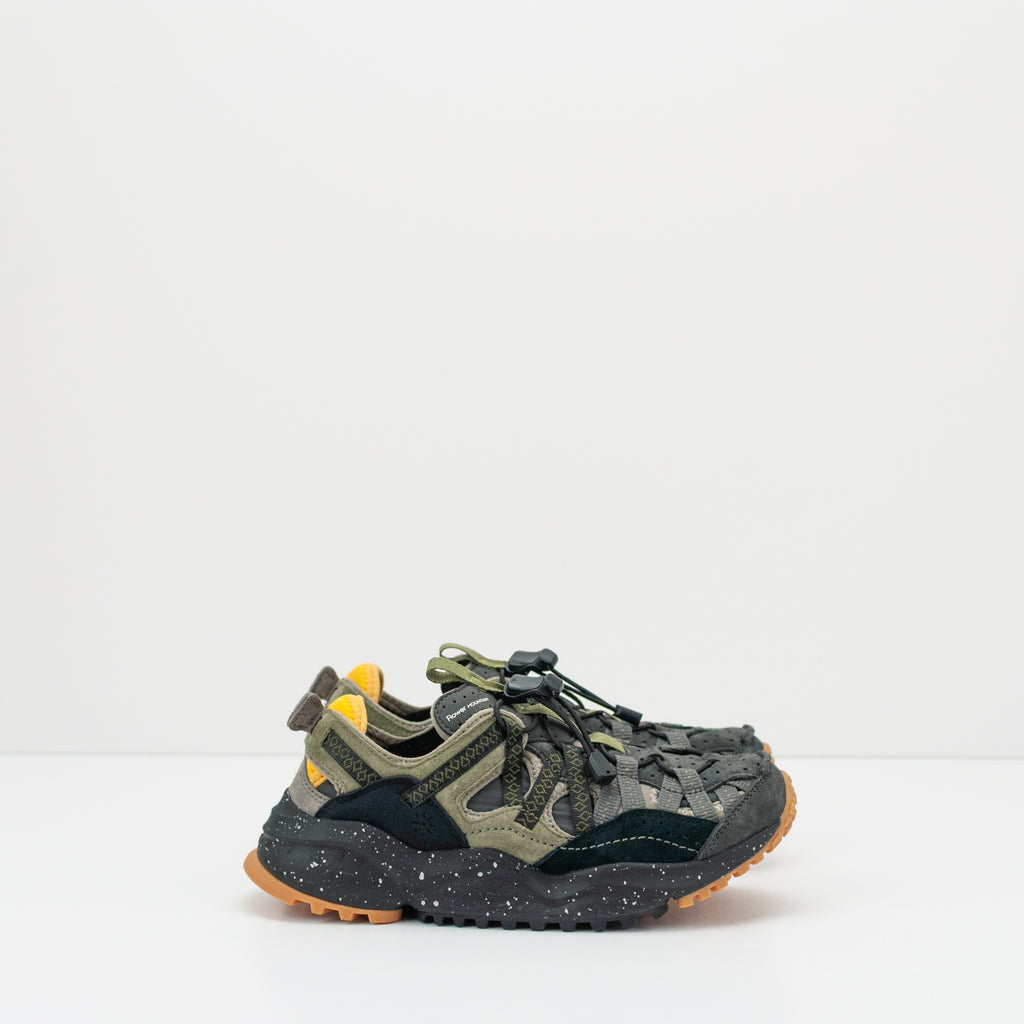 Zapatilla Flower Mountain Kazana Fall Uni ante lycra nylon anthracite light brown mujer — Moksín