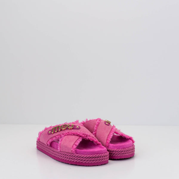 MOU - SANDALS - CRISS CROSS RECYCLED CANVAS FUXIA