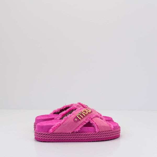 MOU - SANDALS - CRISS CROSS RECYCLED CANVAS FUXIA