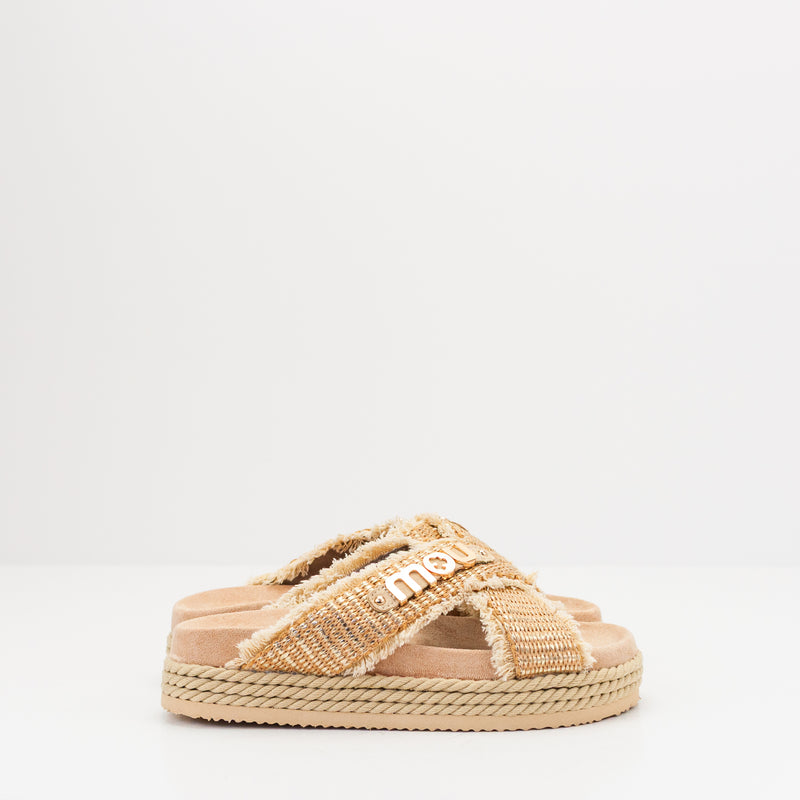 SANDALIA - MOU - CRISS-CROSS ROPE SANDAL RAFFIA NATURAL