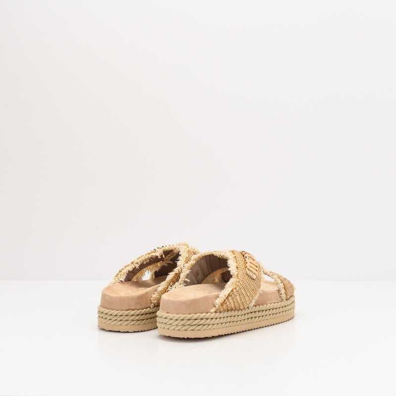 SANDALIA - MOU - CRISS-CROSS ROPE SANDAL RAFFIA NATURAL