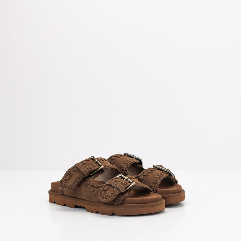 SANDALIA - MOU - LOW BIO SANDAL MONOCHROME NUT BROWN LEATHER