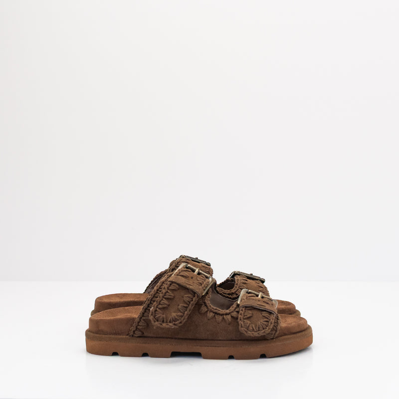 SANDALIA - MOU - LOW BIO SANDAL MONOCHROME NUT BROWN LEATHER