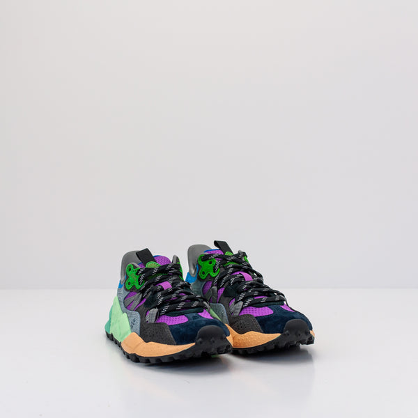 FLOWER MOUNTAIN - SUEDE AND NYLON SNEAKERS - TIGER HILL GREEN ANTHRACITE