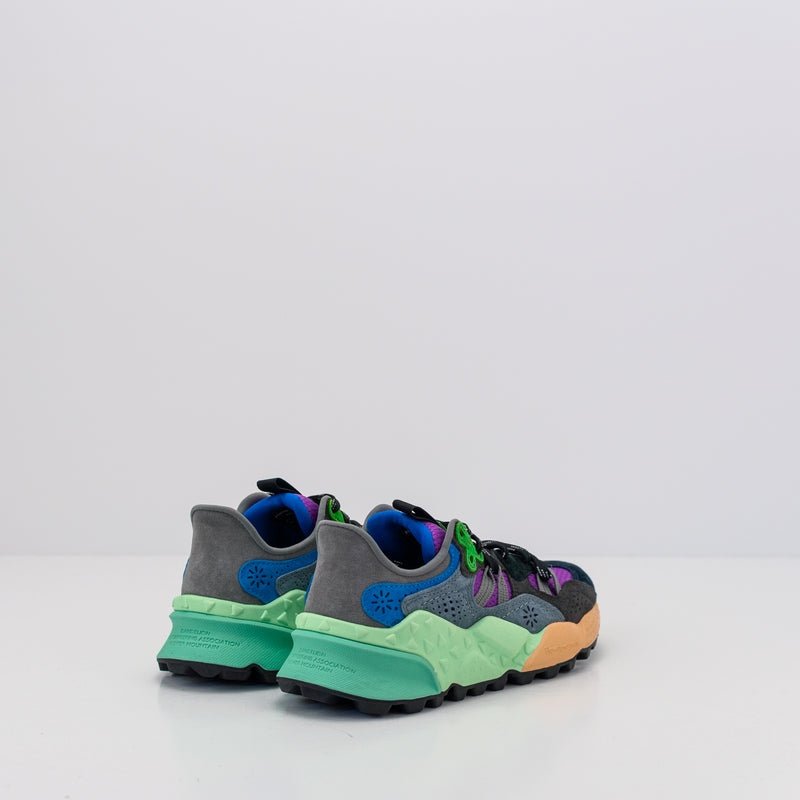FLOWER MOUNTAIN - SUEDE AND NYLON SNEAKERS - TIGER HILL GREEN ANTHRACITE