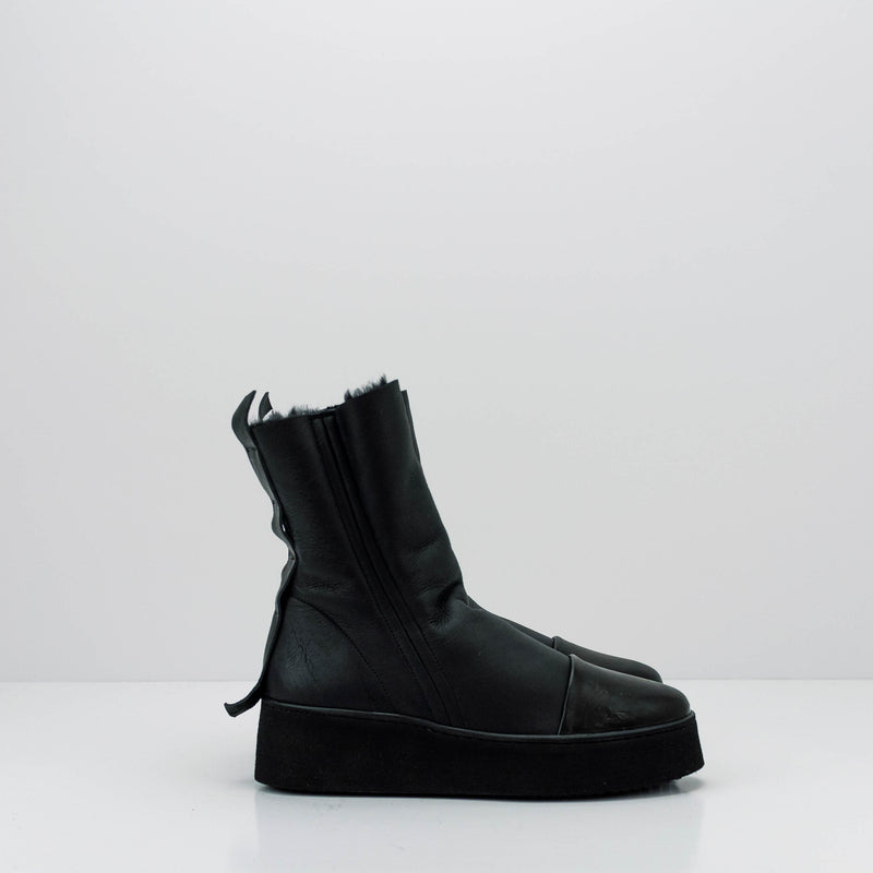 PURO SECRET - BOOTS - WARM UP DOUBLE FACE LEATHER FUR BLACK