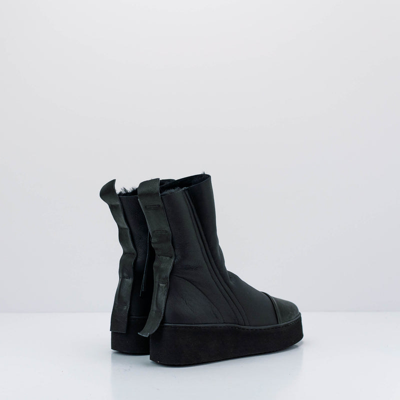 PURO SECRET - BOOTS - WARM UP DOUBLE FACE LEATHER FUR BLACK