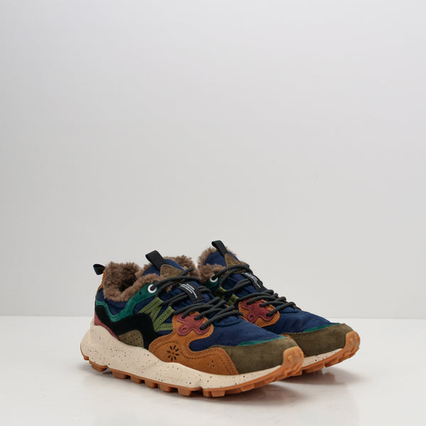 FLOWER MOUNTAIN - SNEAKER - YAMANO 3 MAN SUEDE/NYLON/SHEARLING INSOLE DEEP MUD-LIGHT BROWN-NAVY