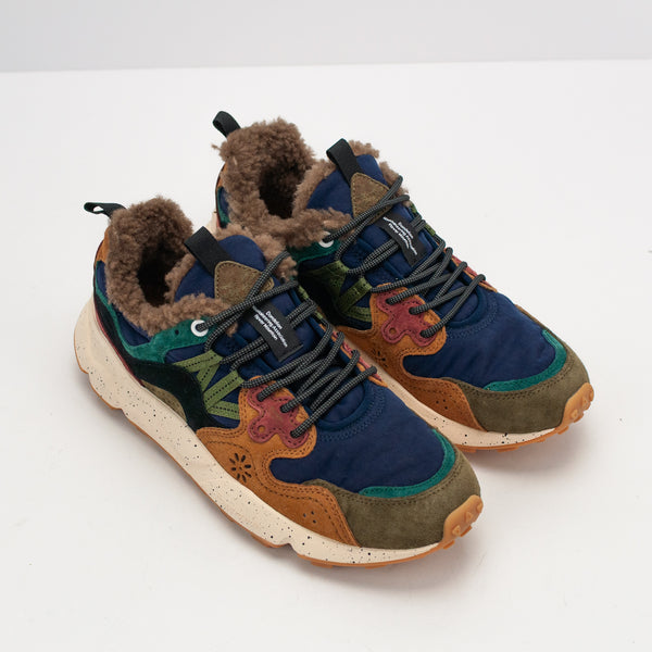 FLOWER MOUNTAIN - SNEAKER - YAMANO 3 MAN SUEDE/NYLON/SHEARLING INSOLE DEEP MUD-LIGHT BROWN-NAVY