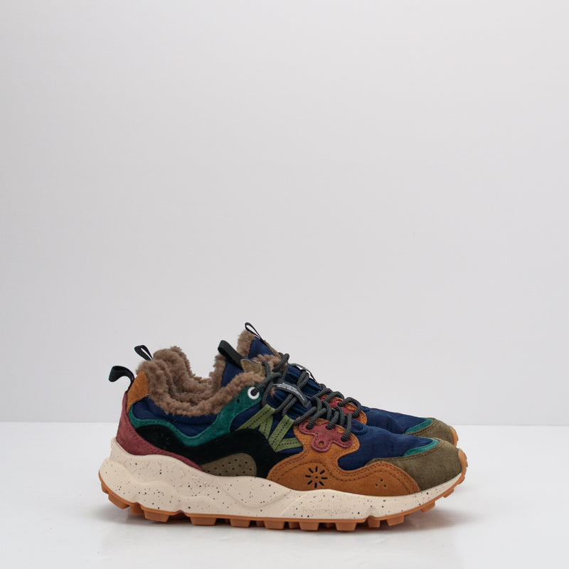 FLOWER MOUNTAIN - SNEAKER - YAMANO 3 MAN SUEDE/NYLON/SHEARLING INSOLE DEEP MUD-LIGHT BROWN-NAVY