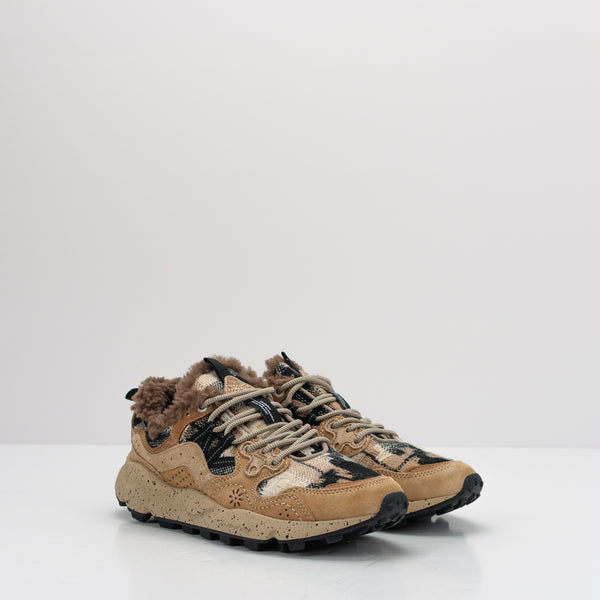 ZAPATILLA - FLOWER MOUNTAIN - YAMANO 3 WOMAN SUEDE WOOLEN KNIT MUD LIGHT BROWN BLACK