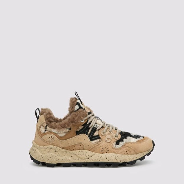 ZAPATILLA - FLOWER MOUNTAIN - YAMANO 3 WOMAN SUEDE WOOLEN KNIT MUD-LIGHT BROWN-BLACK