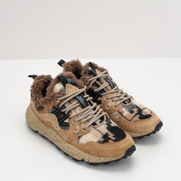 ZAPATILLA - FLOWER MOUNTAIN - YAMANO 3 WOMAN SUEDE WOOLEN KNIT MUD LIGHT BROWN BLACK