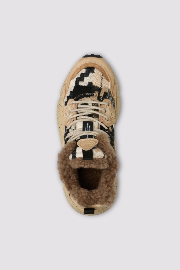 ZAPATILLA - FLOWER MOUNTAIN - YAMANO 3 WOMAN SUEDE WOOLEN KNIT MUD-LIGHT BROWN-BLACK