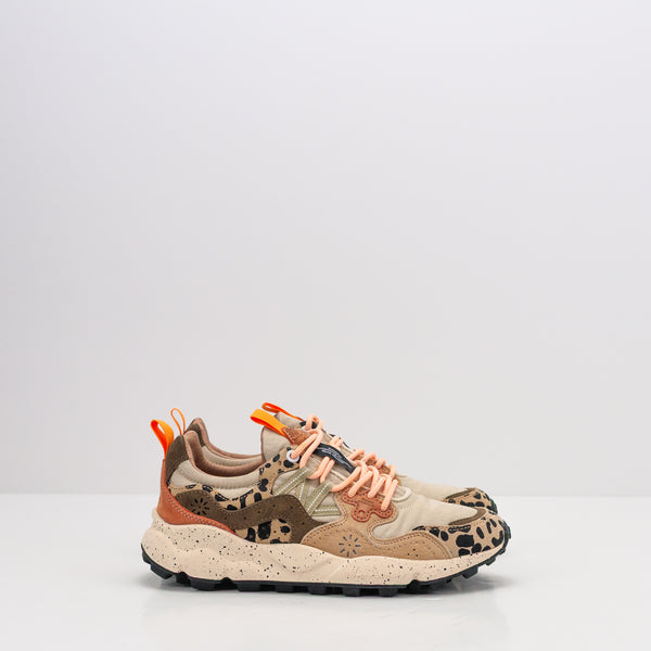FLOWER MOUNTAIN - SNEAKER - YAMANO 3 UNI SUEDE PRINT NYLON BEIGE MILK LIGHT BROWN