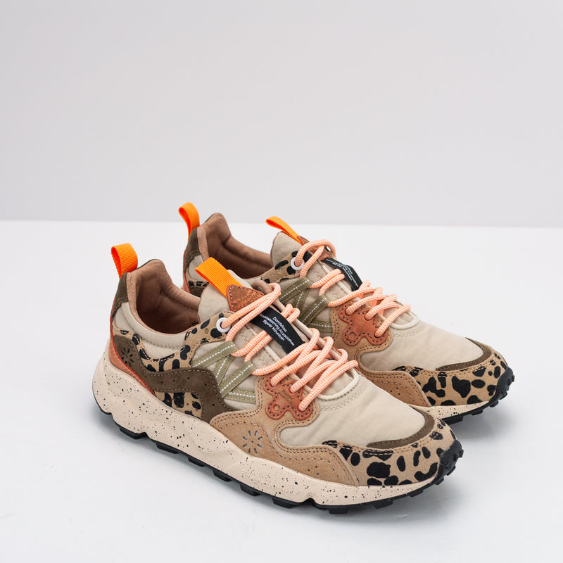 FLOWER MOUNTAIN - SNEAKER - YAMANO 3 UNI SUEDE PRINT NYLON BEIGE MILK LIGHT BROWN