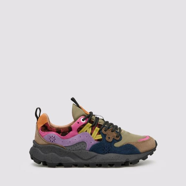 ZAPATILLA - FLOWER MOUNTAIN - YAMANO 3 WOMAN SUEDE NYLON KNITTED ANTHRACITE-DARK GREEN-VIOLET