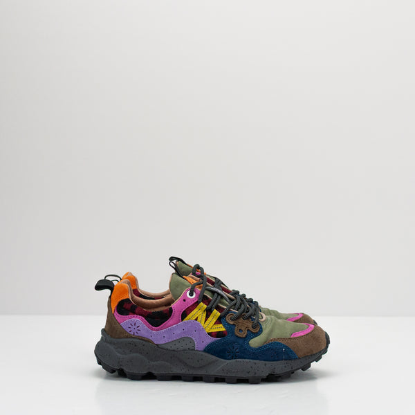 ZAPATILLA - FLOWER MOUNTAIN - YAMANO 3 WOMAN SUEDE NYLON KNITTED ANTHRACITE DARK GREEN VIOLET