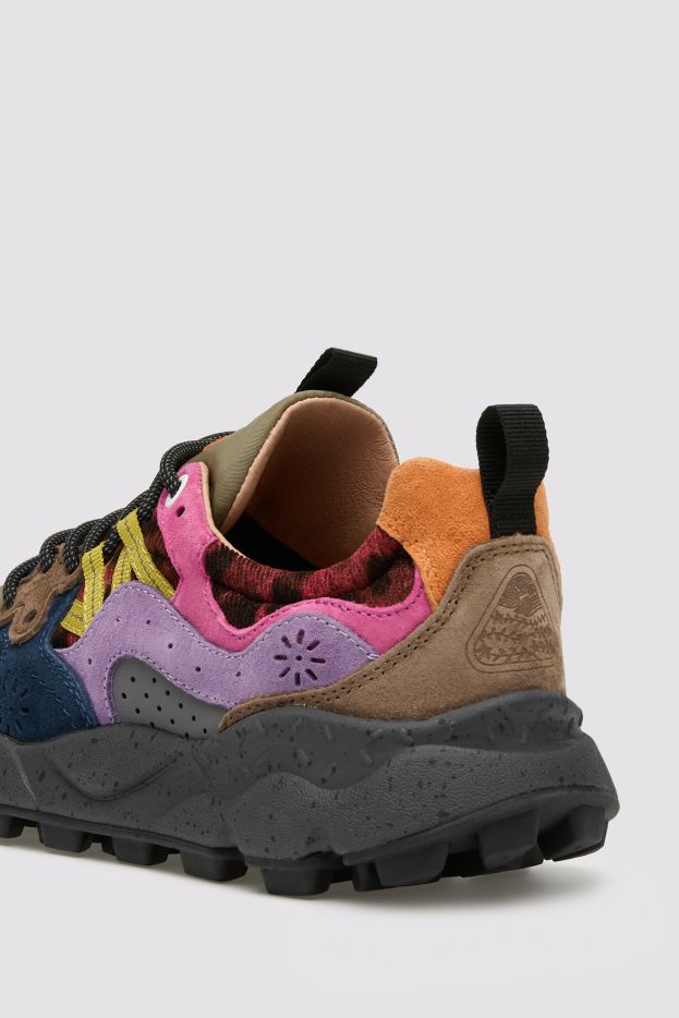 ZAPATILLA - FLOWER MOUNTAIN - YAMANO 3 WOMAN SUEDE NYLON KNITTED ANTHRACITE-DARK GREEN-VIOLET