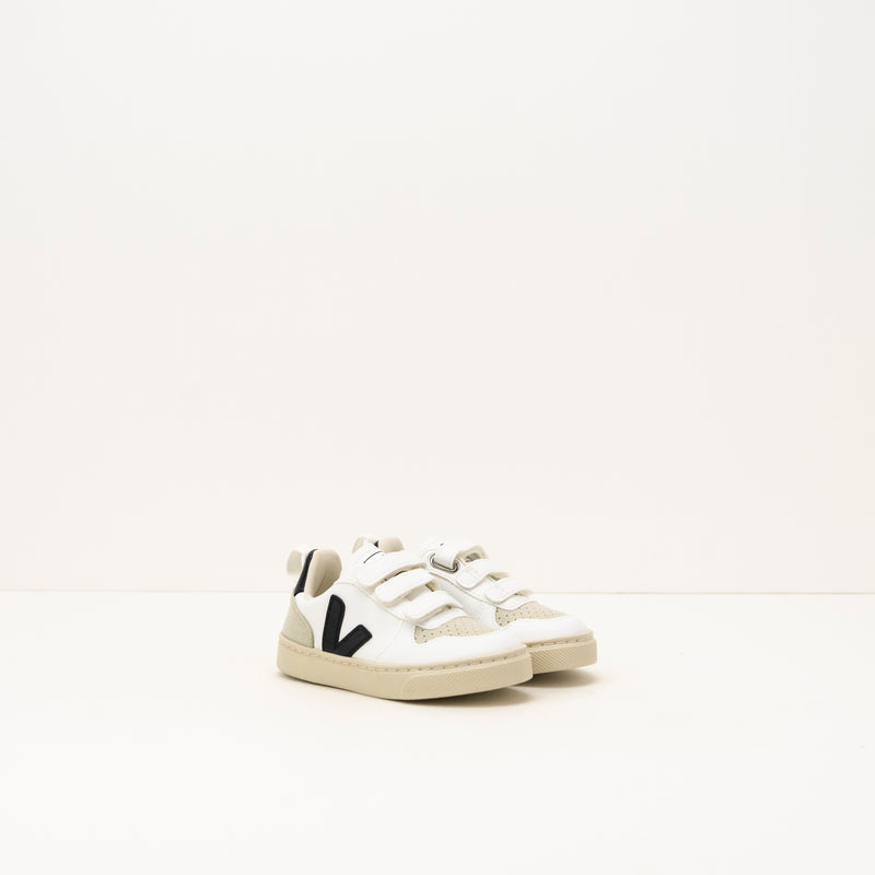 VEJA - BOY AND GIRL SNEAKERS- SMALL V-10 VELCRO CWL WHITE BLACK 23-35