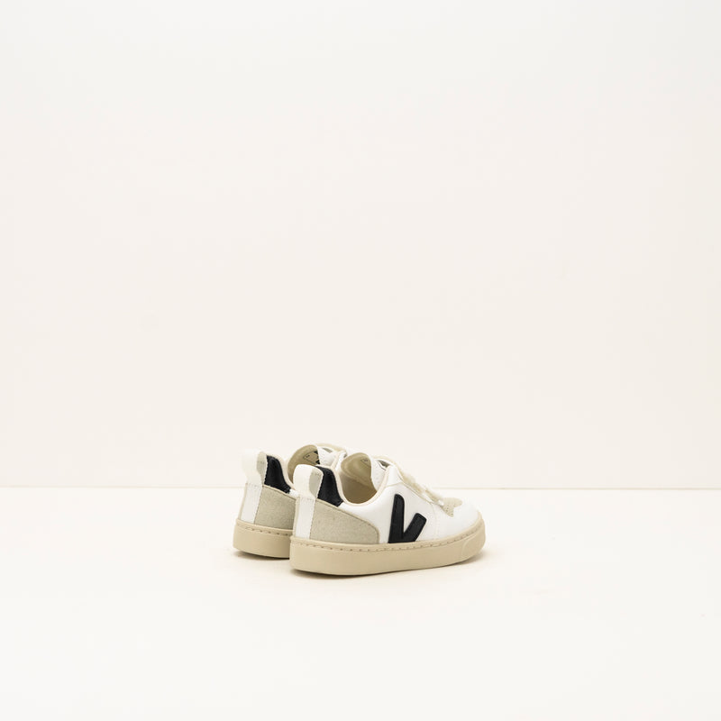 VEJA - BOY AND GIRL SNEAKERS- SMALL V-10 VELCRO CWL WHITE BLACK 23-35