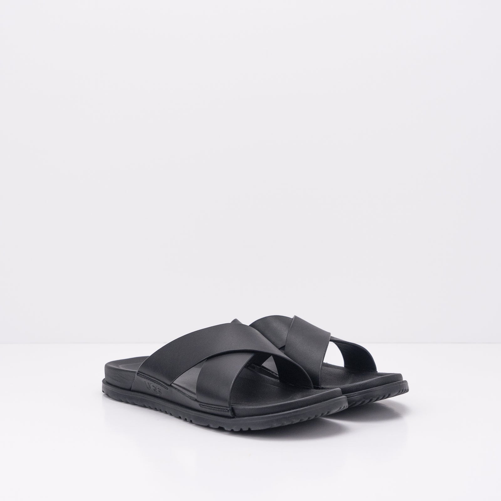 UGG SLIDES WAINSCOTT BLACK LEATHER - Main Image