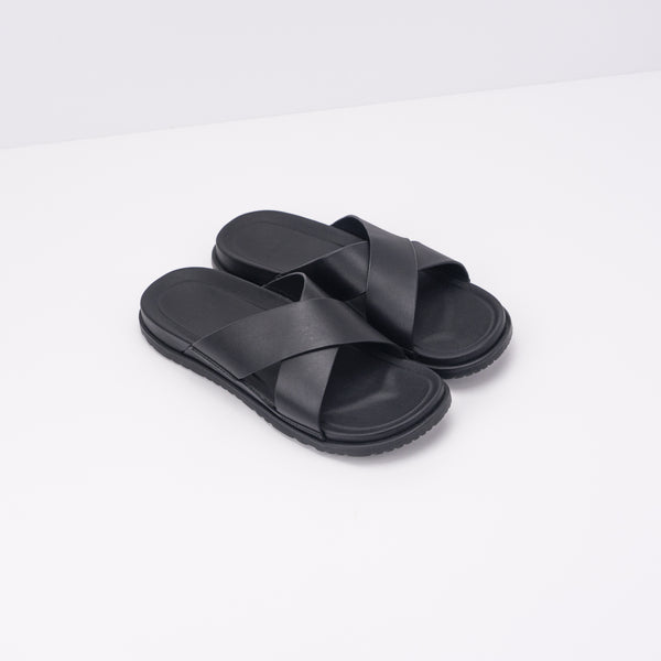 UGG - SLIDES - WAINSCOTT BLACK LEATHER