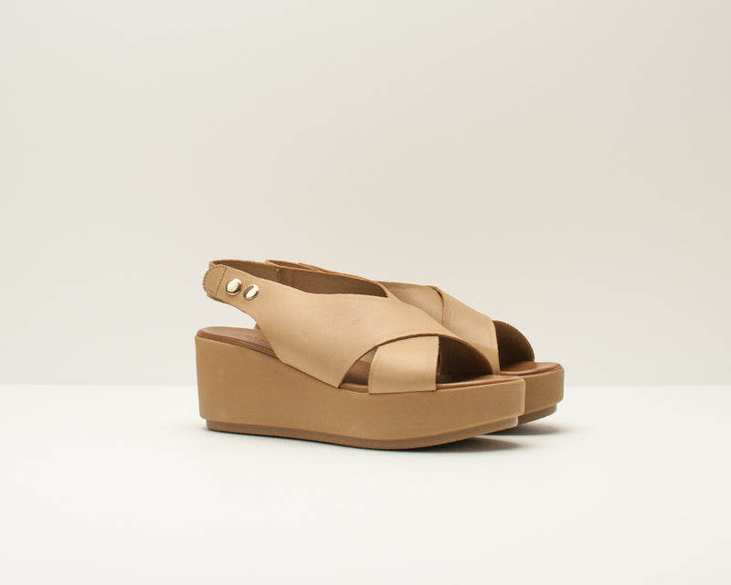 INUOVO - SANDAL - CAMEL WEDGE 123031C