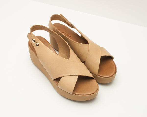 INUOVO - SANDAL - CAMEL WEDGE 123031C