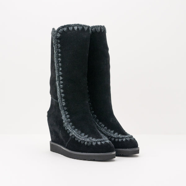 MOU - BOOTS - 151000A ESKIMO FRENCH TOE WEDGE TALL BKBK