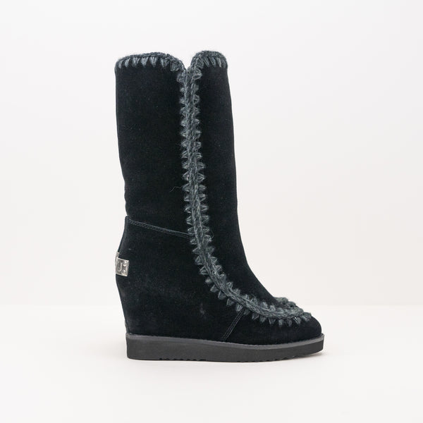 MOU - BOOTS - 151000A ESKIMO FRENCH TOE WEDGE TALL BKBK