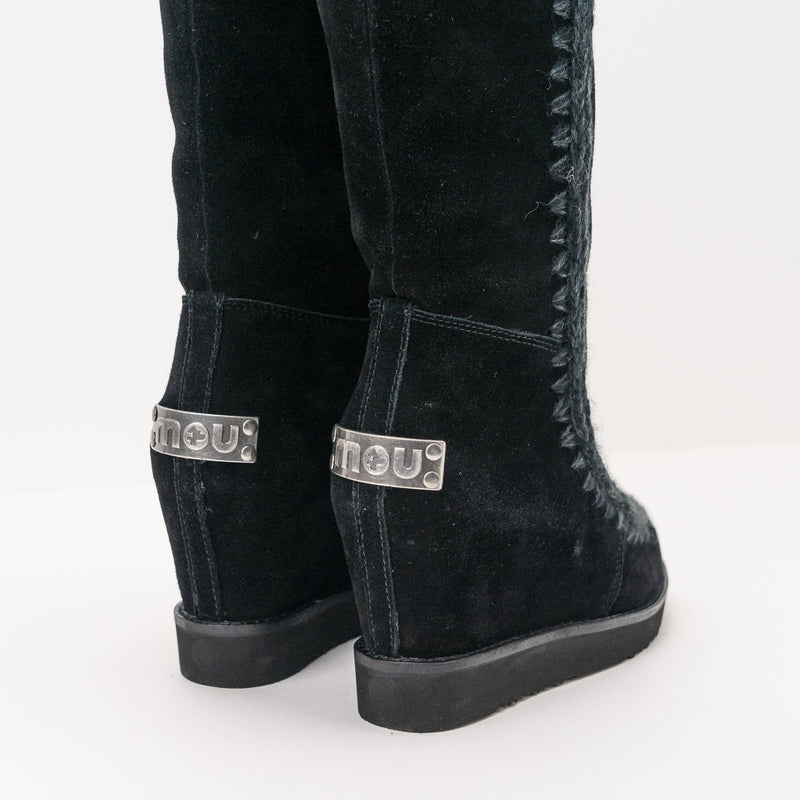 MOU - BOOTS - 151000A ESKIMO FRENCH TOE WEDGE TALL BKBK