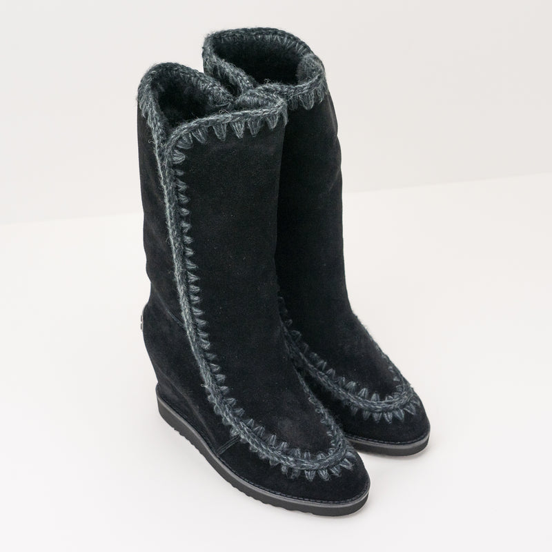 MOU - BOOTS - 151000A ESKIMO FRENCH TOE WEDGE TALL BKBK