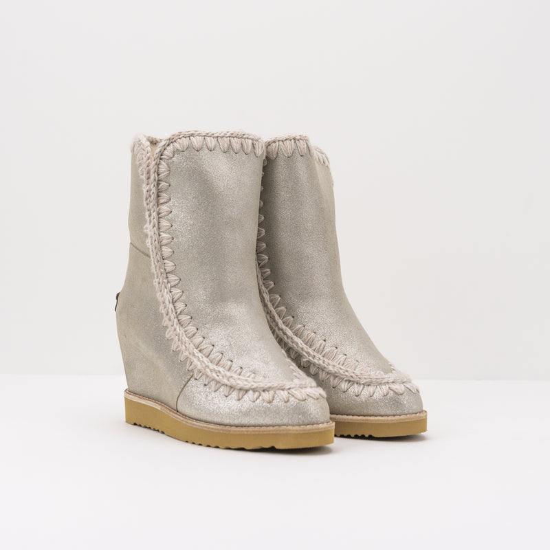 MOU - BOOTS - FRENCH TOE WEDGE SHORT STONE METALLIC