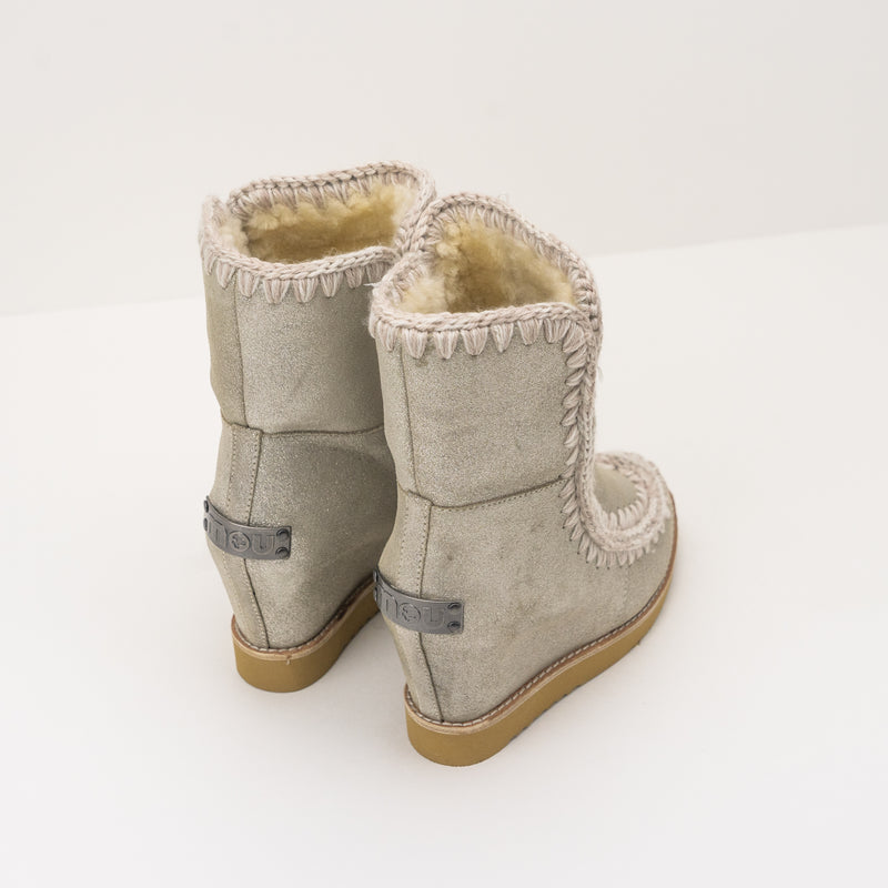 MOU - BOOTS - FRENCH TOE WEDGE SHORT STONE METALLIC