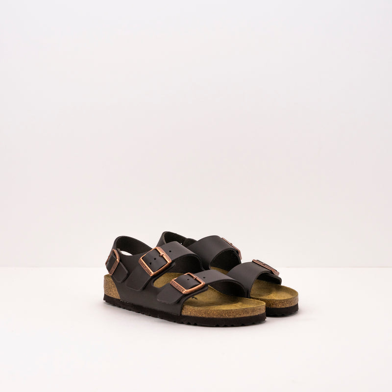BIRKENSTOCK MILANO NATURAL LEATHER DARK BROWN 0034103 SANDALS Moksin