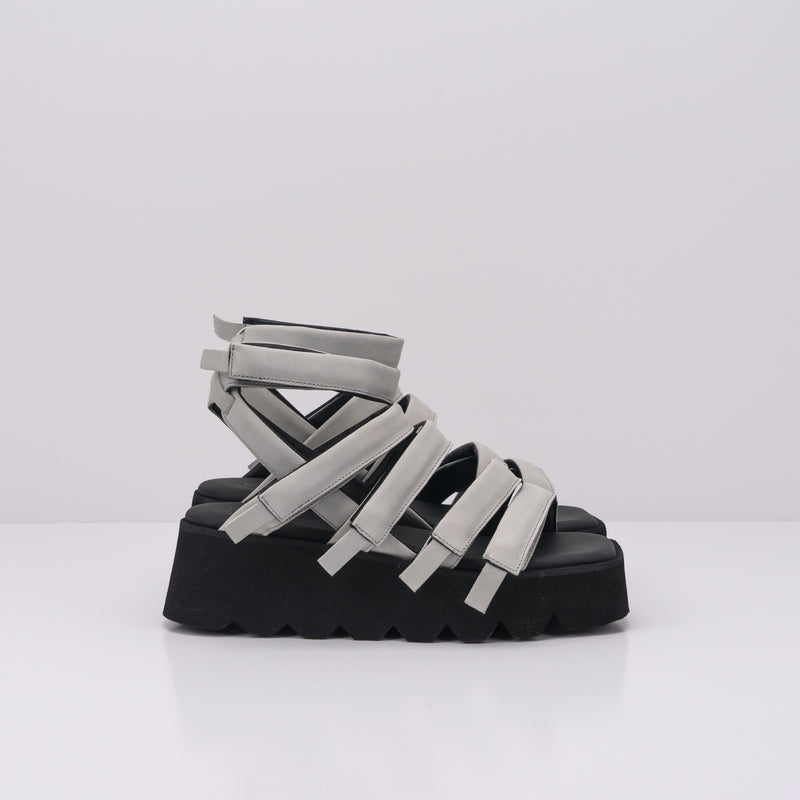 PURO SECRET - SANDALS - HIGH 5 CALF LEATHER LIGHT GREY BLACK