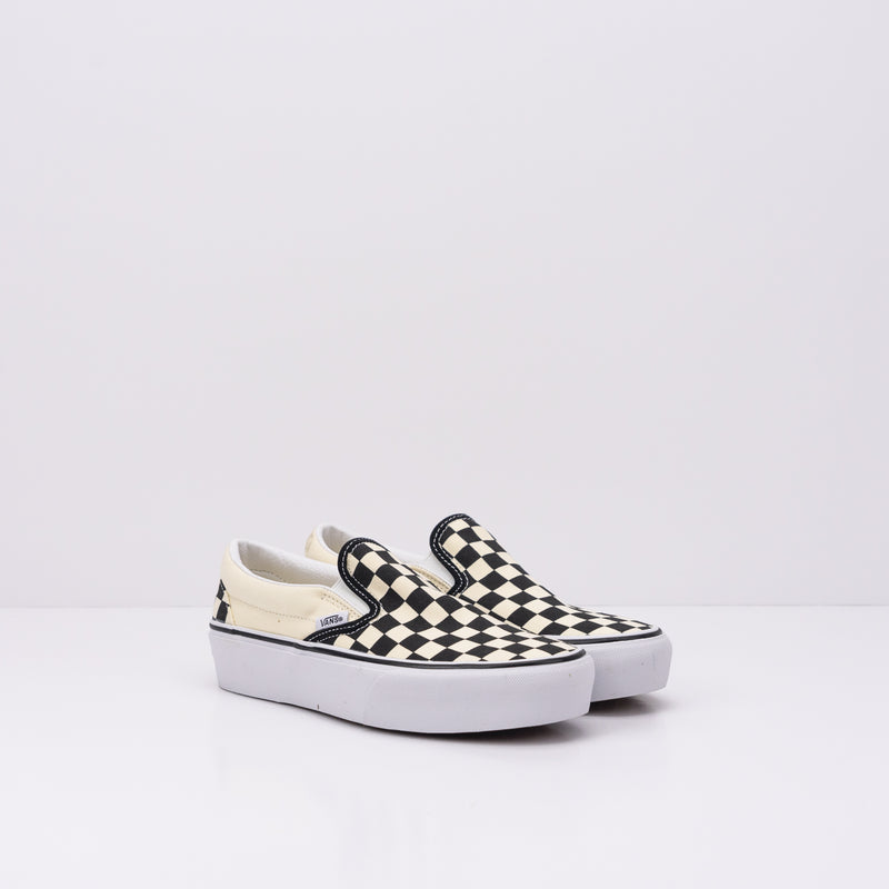 VANS PLATFORM SNEAKERS CLASSIC SLIP-ON BLK CHECKERBOARD MOKSIN