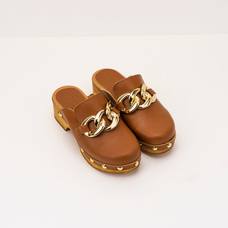 SEIALE - LEATHER CLOG MULES - FROCO CAMEL